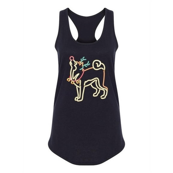 Christmas Dog Neon Design Tank Women -Image by Shutterstock, Female x-Large