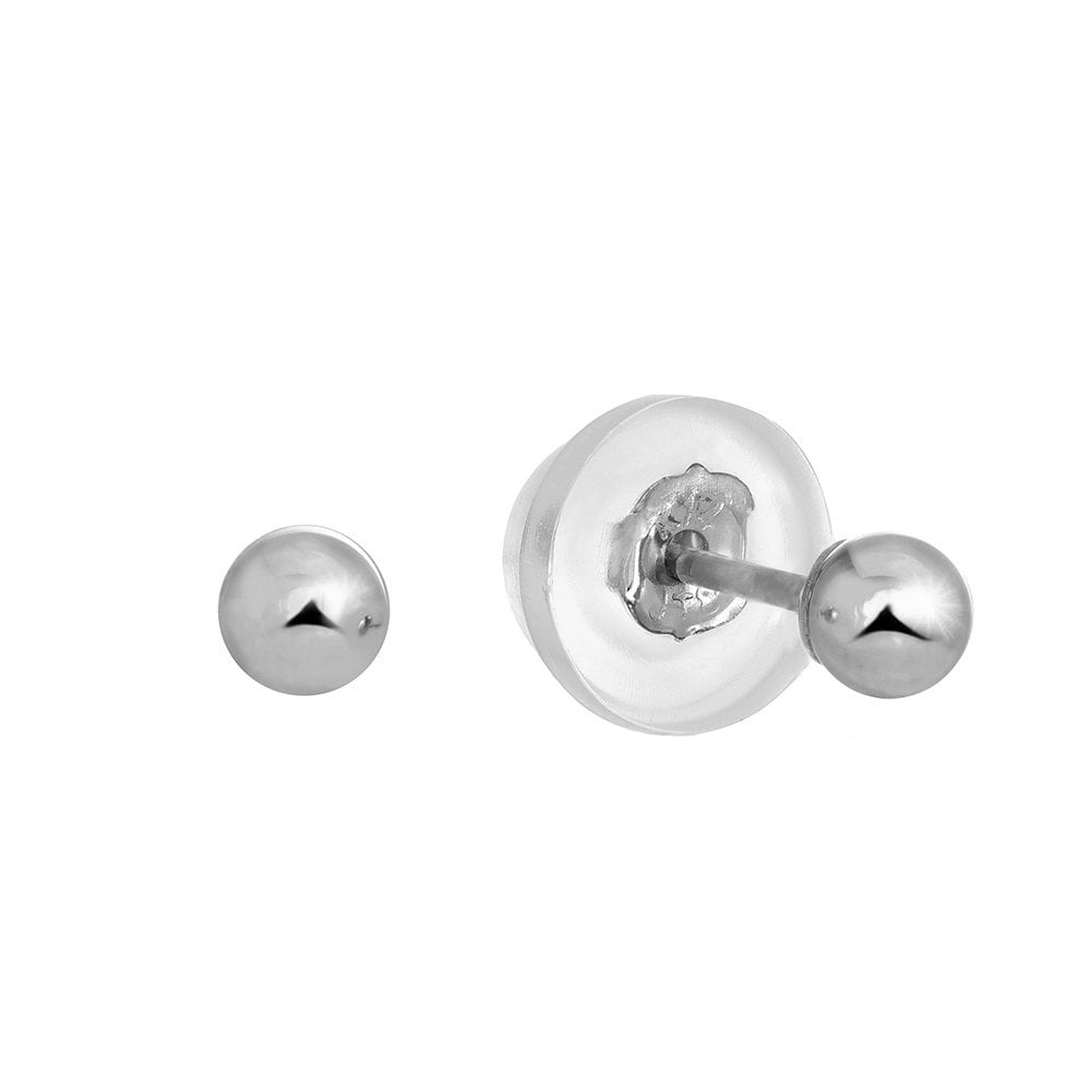 Details about   14k White Gold Ball Stud Earrings with Silicone covered Gold Push Back 