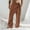 Brown, variant on Summer Linen Pants for Men - Elastic Waist Straight Leg Beach Pants, Loose Fit Casual Trousers with Drawstring, Lightweight Breathable Suit Pants