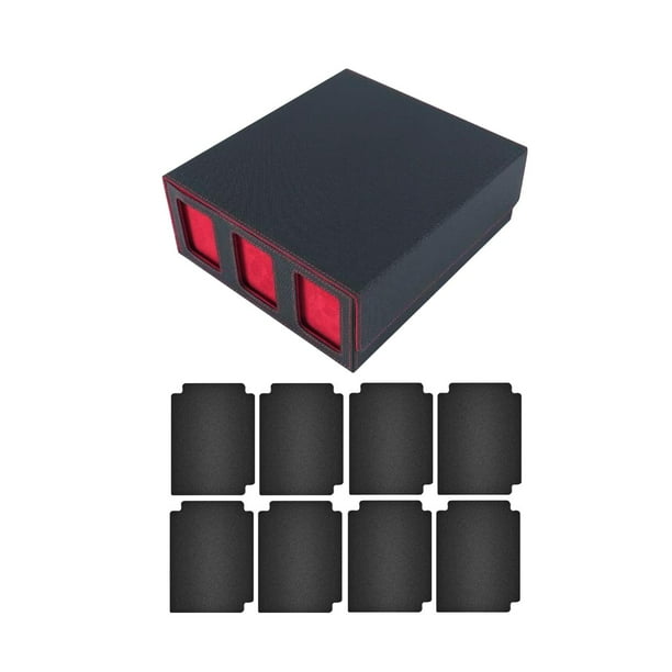Caja para guardar barajas de cartas, juego de cartas con 8 separadores, juego de cartas para coleccionar, resistente negro rojo