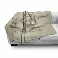 thumbnail image 3 of Vintage Boat Soft Flannel Fleece Throw Blanket, Historical Weathered Sketch Sailing Ship Antique Naval Voyage Artwork, Cozy Plush for Indoor and Outdoor Use, 60" x 80", Beige Chocolate, by Ambesonne, 3 of 6
