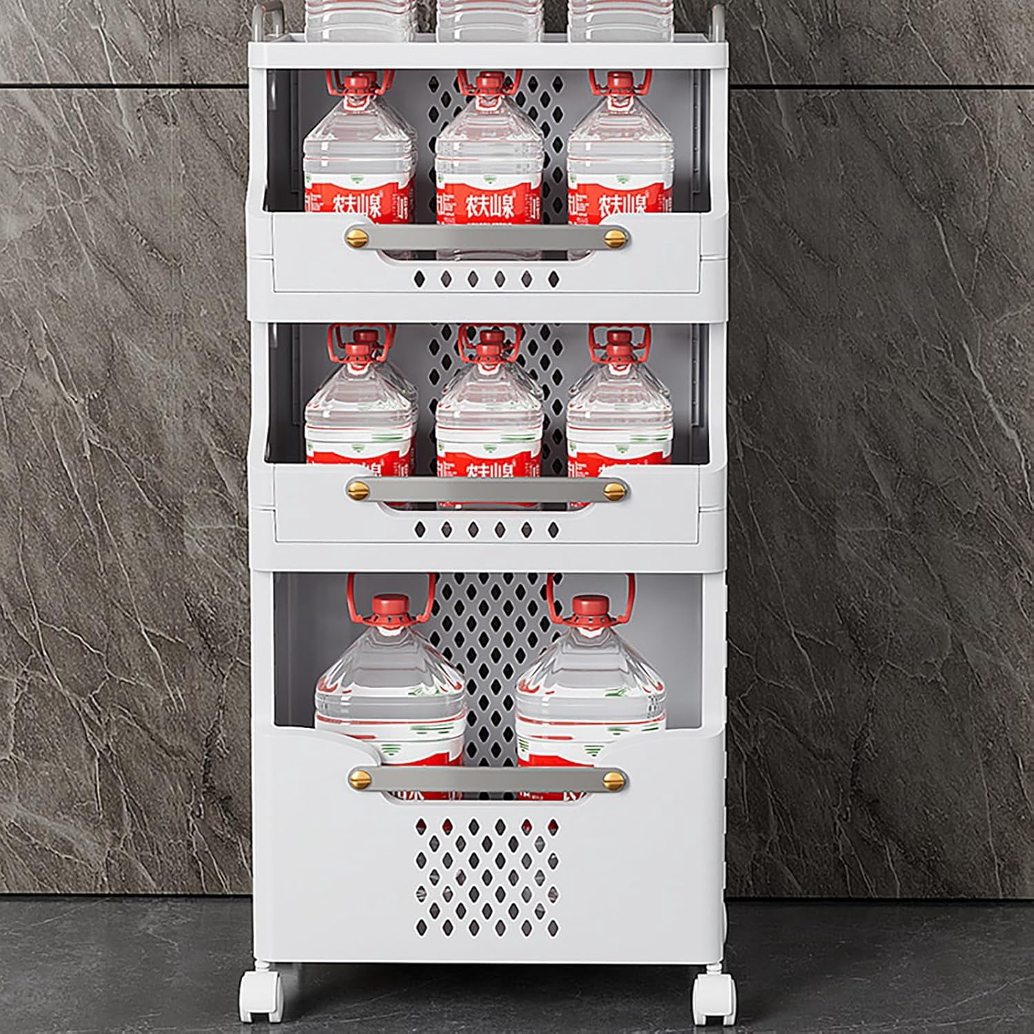 Laundry Basket Hamper with Wheels 3-Tier Foldable with Handle Space-Saving Storage Dirty Clothes Organizer Bin Multi-function Container Waterproof