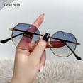 thumbnail image 1 of Summer Eyewear Fashion Accessories Sun Glasses Polygon Sunglasses Retro Metal Sunglasses Sunglasses for Women Men's Shades GOLD BLUE, 1 of 1