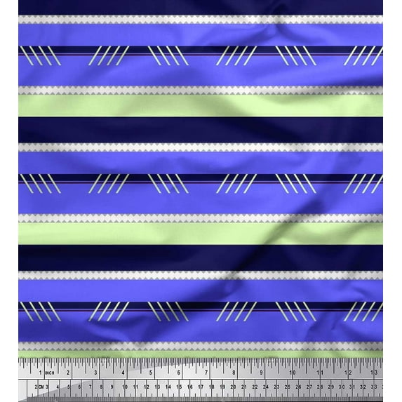 Soimoi Modal Satin Fabric Horizontal Stripe Print Fabric by Yard 42 Inch Wide
