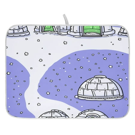 

Snowy Landscape Dish Drying Mat for Kitchen Quick Drying Absorbent Soft Durable 16 x 18