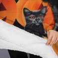 thumbnail image 3 of Oversized Wearable Blanket Hoodie,Halloween Black Cats and Pumpkins Pattern Sherpa Blanket Hoodie with Super Pockets,Super Warm Fuzzy Pullover for Women & Men, 3 of 6
