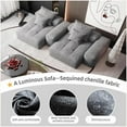 thumbnail image 4 of Modern Oversized 4-PC Sparkling Chenille Sectional Sofa with 2 Chaises - Grey, No Assembly, Ideal for Living Rooms, 4 of 25