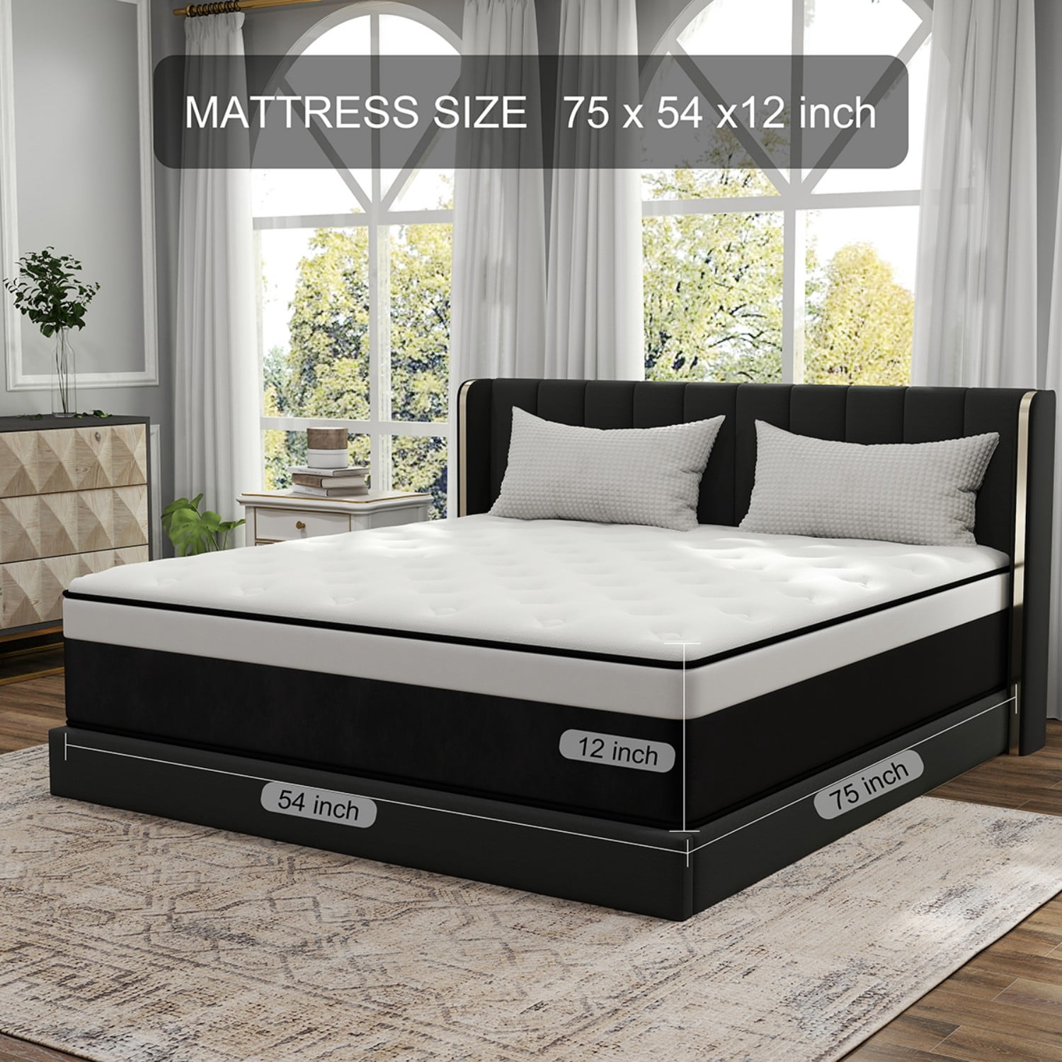 AMENDPATURE 12" Full Size Hybrid Mattress,Gel Infused Memory Foam and Pocket Spring in a Box,Medium，Adult