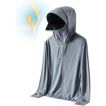 OwnShow Summer UPF 50 Ice Silk Yarn Sunscreen Rash Guard Shirts Mens Hooded Sun Protection Shirts Anti-UV Fishing Clothing