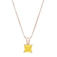 thumbnail image 3 of 2.0 ct Brilliant Princess Cut Solitaire Natural Citrine 14k Rose Gold Pendant with 16" Chain, 3 of 4