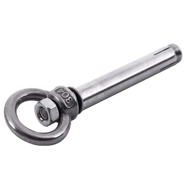 8 Uds. Pernos de ojo de anclaje de escudo de estilo crudo de acero inoxidable M6 X 82mm, plateado