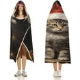 thumbnail image 3 of Christmas Cat Gifts Wearable Blanket for Adults Bed Throw Blanket Soft Cozy Warm Hooded Blankets for Kids Men Women, 3 of 6