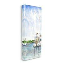 Stupell Industries Boats at Dock Summer Lakeside Landscape Canvas Wall Art, 10 x 24, Design by Melissa Hyatt LLC