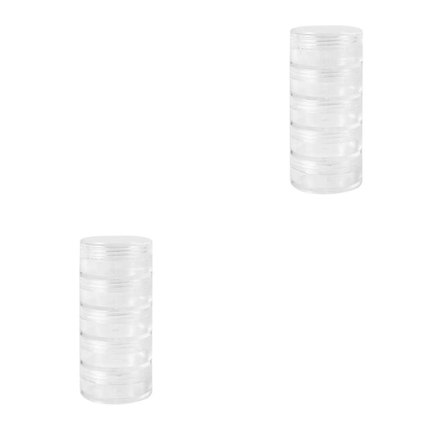 Inteprter Contenedores cilíndricos multicapa, cajas de reloj con pasador, almacenamiento de joyas, organizador transparente de Type3 NO3