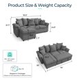 thumbnail image 3 of Linsy Home Oversized 91" Sleeper Sofa Bed with Reversible Storage Chaise, Pull Out Couch Bed with USB, Side Pocket & Two Pillows, Grey, 3 of 9