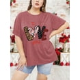 thumbnail image 2 of XCHQRTI Women's Love Heart T Shirts Leopard Printed Valentine's Day Tees Short Sleeve Plus Size Tops, 2 of 7