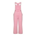 thumbnail image 6 of safuny Women's Jumpsuits Jeans Denim Romper Playsuits Pants Casual Comfy Baggy Pocket Solid Girls Teen Holiday Sleeveless Button Trendy Trousers Pink L, 6 of 8