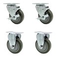 thumbnail image 2 of Polyurethane Swivel Top Plate Caster Set of 4 with 4 Inch Gray Wheels - Includes 2 Swivel with Top Locking Brakes and 2 Rigid - 1400 lbs. Total Capacity - Service Caster Brand, 2 of 4