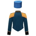 thumbnail image 2 of iiniim Kids Girls Long Sleeve Fringe Jacket Coat with Hat Band Team Uniform Party Performance Peacock 16, 2 of 7
