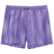 TANBOM Men's Long Leg Breathable Mesh Boxer Briefs Underwear, Purple, 1-Pack, S