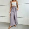 thumbnail image 6 of Comdrip Palazzo Pants for Women Plus Size, Women's Textured Elastic High Waisted Wide Leg Pants with Flared Design Elegant Temperament Commuting Casual Pants Culottes for Women Light Ashy M, 6 of 9