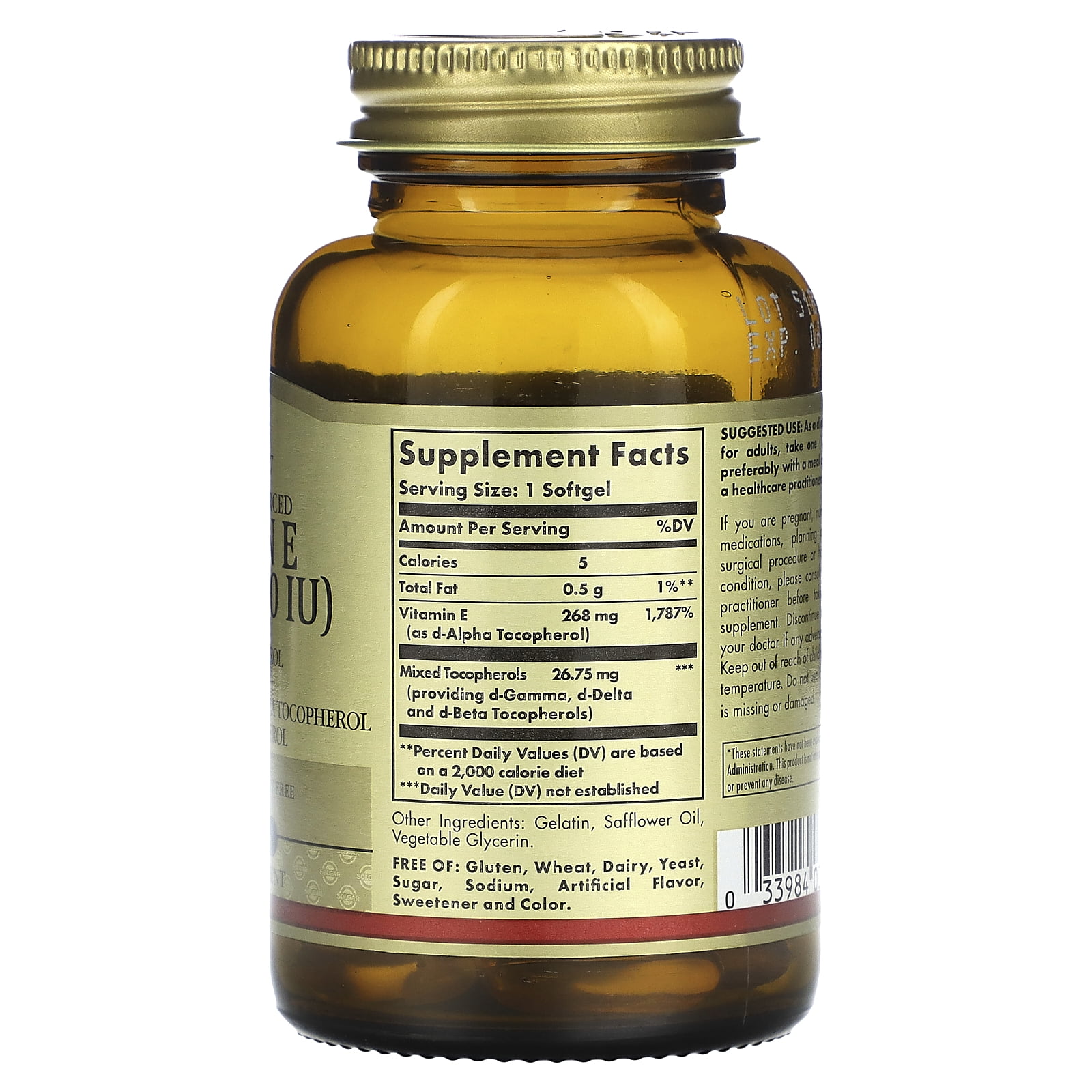 Solgar Vitamin E 268 MG (400 IU) Mixed Softgels (d-Alpha