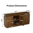 thumbnail image 2 of LKTART 66" Sideboard Buffet Cabinet with Storage,LED Lights,Walnut Modern Credenza Storage Cabinet ,1" Thick Floating Top,Adjustable Shelves,Pivot Door Hardware,for Living Room,Kitchen, 2 of 7