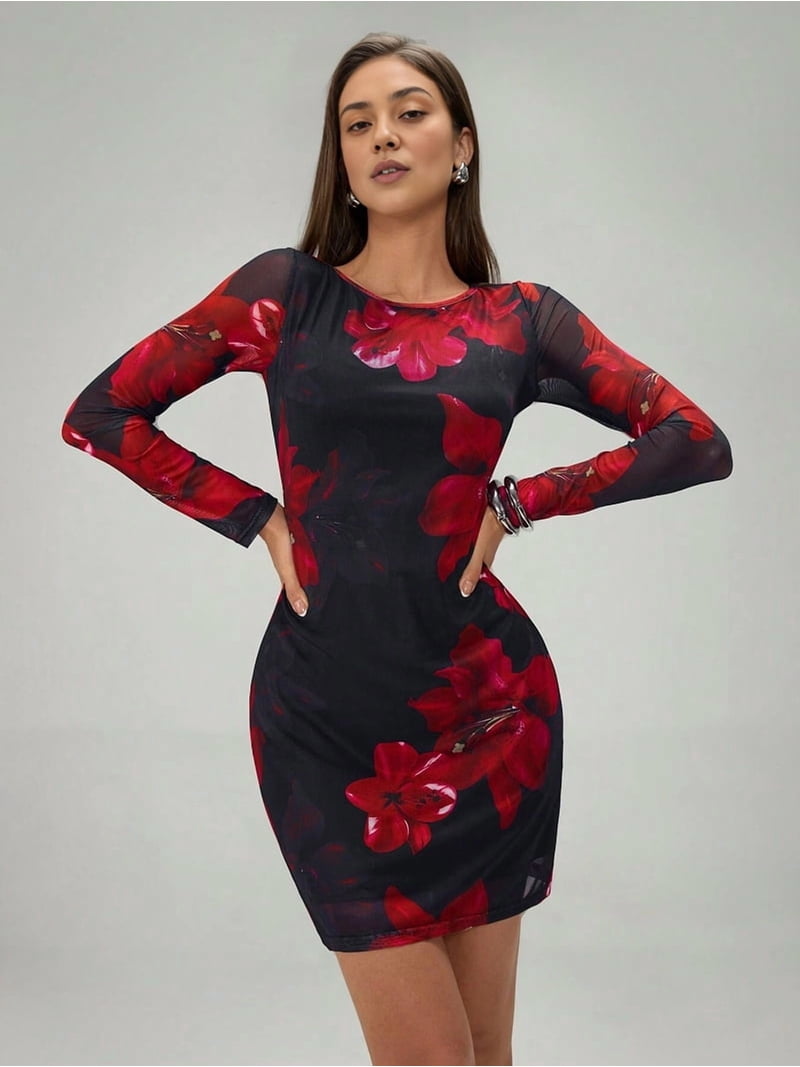long sleeve mini dress hoco sheer long sleeve mini dress High Neck Vintage Homecoming Dresses Sheer Long Sleeve Mini Hoco Dress ARD1675