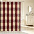 thumbnail image 2 of Manfei Geometric Check Shower Curtain 72Wx84L,Classic Plaid Bathroom Shower Curtain,Red Beige, 2 of 5