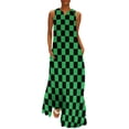 thumbnail image 1 of Robe à Carreaux Vichy Rouge et Blanc Robe Maxi Vintage Street Wear Boho Plage Longues Robes Col en V Design Surdimensionné Vestidos, 1 of 5