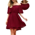 thumbnail image 6 of Off Shoulder Dress, Prom Dress Elastic Waist Summer Flowy Casual Tunic, 6 of 9