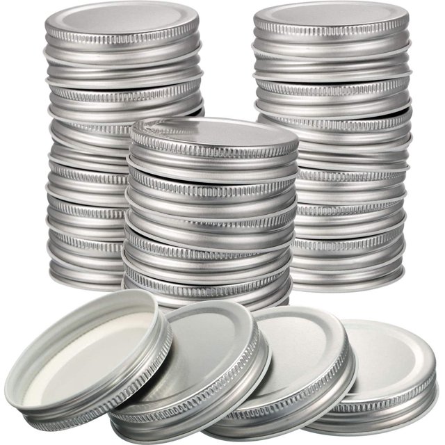 30 Packs Mason Jar Lids Regular Mouth Leak Proof Secure Mason Storage Solid Caps (Silver)