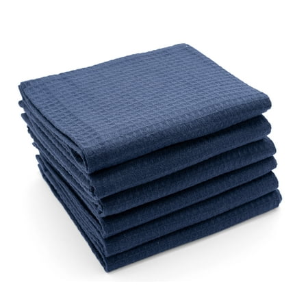 

All Cotton and Linen Kitchen Dish Towels Tea Towels for Kitchen Farmhouse Hand Towels Hanging Loop Towels Set of 6 Navy Blue 18x28