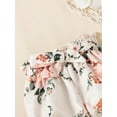 thumbnail image 4 of Dooleck Baby Girl Clothes Floral Outfits Ruffle Ribbed Bodysuit Band Shorts Pant Set, 4 of 8