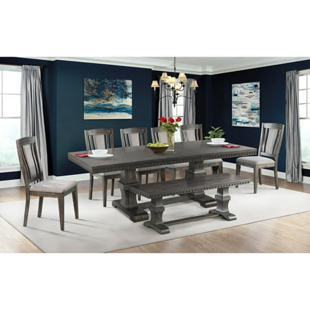 Picket House Furnishings Steele 8 Piece Extension Dining Table Set With Splat Back Chairs And Bench Picket House Furnishings Steele 8 Piece Extension Dining Table Set With Splat Back Chairs And Bench