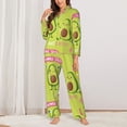 thumbnail image 2 of Hirioo Avocado Work Out for Women's Pajama Sets 2 Piece Pjs Women's Long-Sleeved Pajama Set Button Down Sleepwear,S-XXL-Small, 2 of 7