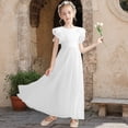 thumbnail image 2 of CPNG Girls' Soft Floor-Length Chiffon Dress – Ruffled Flutter Sleeves, Pleated Bodice & Cinched Waist for Flower Girl, Wedding Guest & Formal Special Occasions, 2 of 9