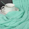 thumbnail image 6 of PiccoCasa Cotton Knitt Throw Blanket Decorative Cable Knitted Blanket for Couch, Chair, Pale Green 60" x 78", 6 of 8