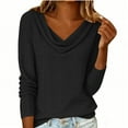 thumbnail image 2 of Pounoo Long Sleeve Shirt for Women Cowl Neck Eyelet Embroidered Dressy Tunic Pullover Top Trendy Breathable Elegant Work Office Spring Blouse Gift, 2 of 7