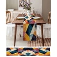 thumbnail image 3 of ERUNPONLY Orange Geometric Table Runner - 108 Inch Long Blue Abstract Vintage Color Block Cotton and Linen Blended Dress Scarves Farmhouse Table Runner for Kitchen Dining, Coffee Table, 13" x 108", 3 of 8