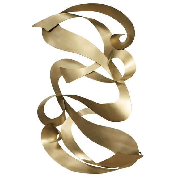 Touch of Class Reverence Abstract Wall Sculpture Satin Gold, Handcrafted Plated Steal, Handpainted in Satin Gold, Display Horizontally or Vertically 26 by 38 inches