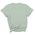 thumbnail image 4 of Fesfesfes Women's Oversize T-Shirt Casual Pullover Tee Printed Solid Color Short Tee Fashionable Sleeved Round Neck Blouses Summer (Green,XL), 4 of 4