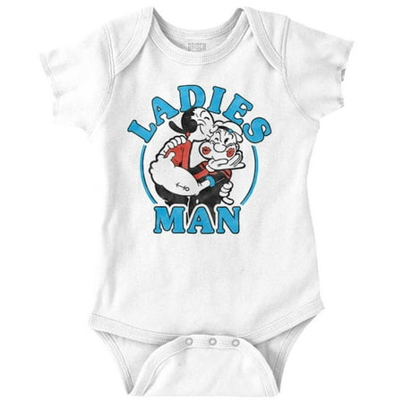 

Popeye and Olive Oyl Ladies Man Funny Bodysuit Jumper Boys Infant Baby Brisco Brands NB