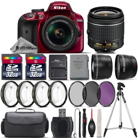 Nikon D3400 DSLR Camera with 18-55mm VR Lens + 4PC Macro Kit + UV-CPL-FLD +