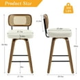 thumbnail image 4 of Foreate Swivel PU Bar Stools, Set of 2, 26" Counter Height Upholstered Leather with Rattan Back Wood Legs, Modern Chair Island Stool for Kitchen, Cream White, 4 of 11