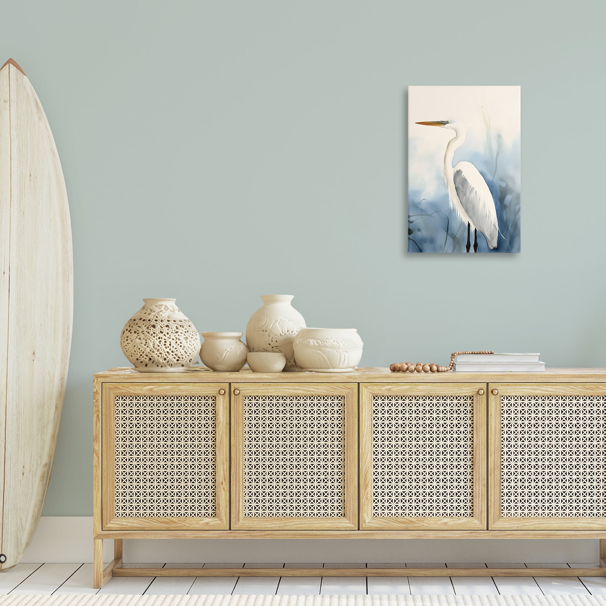 Stupell Industries Egret Beach Bird Animals & Insects Painting Gallery Wrapped Canvas Art Print Wall Art, 20 x 30