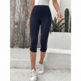thumbnail image 3 of MLDRA Women's Capri Leggings Yoga Pants with Pockets High Waisted Knee Length Stretch for Casual Soft Workout Exercise Ladies Lounge Pants Navy Blue XL, 3 of 7