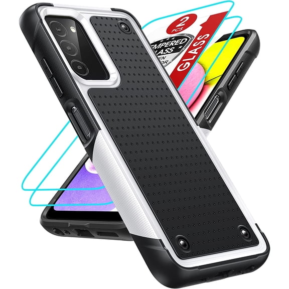 LeYi for Samsung Galaxy A03 Phone Case and Screen Protector 2 Pack, Full-Body Shockproof, White