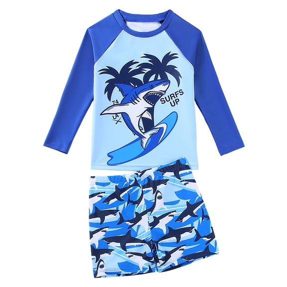 Gerichy Boys Swim Set, 2T 3T 4T 5T Swimsuit Boys Children's Swimsuits Boys' Two Piece Short Sleeve Swimming Suits Leaf Printed Summer Quick Drying Boys' Swimsuits