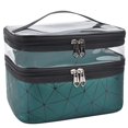 thumbnail image 1 of Bolsas de maquillaje Estuches de viaje para cosméticos de doble capa Organizador de maquillaje Bolsas de artículos de tocador (Verde oscuro), 1 of 4
